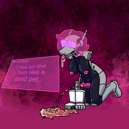 abstract_background all_fours antennae_(anatomy) blep bodily_fluids drooling electronics genital_fluids genitals hair holographic_display holographic_hair hypnosis hypnotic_screen hypnotic_visor machine mind_control nipples peeing peeing_on_ground penis pink_hair pink_nipples pink_penis saliva sex_robot tongue tongue_out urine urine_on_ground usb magik_woman merulene_(magik_woman) android robot 1:1