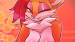 anthro banner blush body_blush breast_blush breasts eyelashes eyeliner female fluffy fur hair happy looking_at_viewer makeup neck_tuft nude orange_body red_eyes red_hair seductive simple_background solo three-quarter_view tuft undercut white_body conditional_dnp zerlix_fox zerlix_fox_(character) zkarleth_(zerlix_fox) canid canine fox mammal red_fox true_fox 16:9 2024 digital_media_(artwork) hi_res signature widescreen