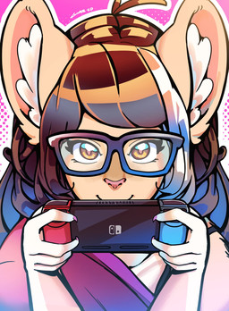 brown_eyes brown_hair clothing colored_nails dotted_background eyelashes eyewear female fingernails glasses hair holding_nintendo_switch inner_ear_fluff looking_at_viewer nails pattern_background pink_background pink_nails pink_nose purple_clothing purple_topwear sharp_fingernails sharp_nails simple_background smile solo tan_ears topwear tuft white_inner_ear_fluff luxar92 nintendo nintendo_switch dandee_(luxar92) animal_humanoid felid felid_humanoid humanoid lion lion_humanoid mammal mammal_humanoid pantherine pantherine_humanoid 2020 dated hi_res signature