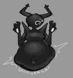 antlers armor belly big_belly black_body breasts eyeless female fetal_movement horn navel onomatopoeia pregnant pregnant_female simple_background solo sound_effects text cinnamonrivers deltarune undertale_(series) roaring_knight humanoid digital_drawing_(artwork) digital_media_(artwork) greyscale monochrome