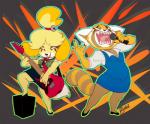 anthro claws clothed clothing electric_guitar electronics female footwear glowing glowing_eyes guitar holding_object left-handed microphone musical_instrument open_mouth plucked_string_instrument sharp_teeth short_stack solo string_instrument teeth tongue buxbi aggretsuko animal_crossing jackson_guitars nintendo sanrio star_(jackson_guitars) isabelle_(animal_crossing) retsuko ailurid canid canine canis domestic_dog mammal red_panda shih_tzu toy_dog 2018 crossover digital_media_(artwork)