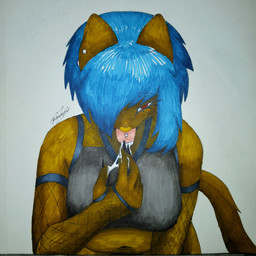 alternative_fashion anthro armwear bedroom_eyes belly blue_hair bodily_fluids clothing crop_top cum cum_on_hand ear_piercing female finger_fetish finger_lick finger_play fingers fishnet_armwear fishnet_clothing fishnet_topwear genital_fluids gold_nose gyaru hair j-fashion licking narrowed_eyes navel piercing red_eyes seductive shirt slightly_chubby solo tail tongue tongue_out tongue_piercing topwear valkyriedyne vyana felid feline mammal 1:1 absurd_res hi_res traditional_media_(artwork)