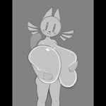 anthro big_breasts blinking breast_squish breasts featureless_breasts female fondling grey_background grey_body huge_breasts hyper hyper_breasts looking_at_viewer simple_background solo squish nerobero0 domestic_cat felid feline felis mammal 1:1 animated short_playtime sound sound_edit webm