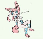 anthro anthrofied bottomless clothed clothing fur male pink_body pink_fur pokemorph shirt smile solo text text_on_clothing text_on_shirt text_on_topwear thin_calves thin_legs thin_thighs topwear bloowolfy nintendo pokemon eeveelution generation_6_pokemon pokemon_(species) sylveon 2022 full-length_portrait portrait