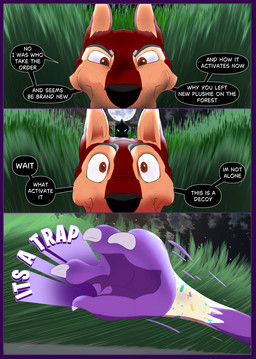 border comic_panel feral forest grass hunted hunting long_arms male night nude plant purple_border relaxing smile solo text thought_bubble tree pricethecamel bandit_(holidaypup) grapepus_monster canid canine canis komodo_dragon lizard mammal monitor_lizard reptile scalie wolf comic english_text hi_res