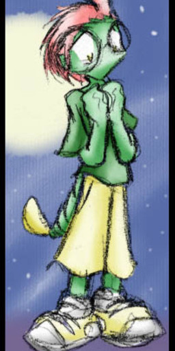 abstract_background anthro clothed clothing eyewear glasses hair male moon nerd oversized_clothing pokemorph red_hair solo standing star zarla nintendo pokemon arthropod caterpie caterpillar generation_1_pokemon insect larva pokemon_(species)