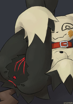 anthro anus areola biped breasts butt collar collar_only female genitals grey_background looking_at_viewer lying nipples nude nude_anthro nude_female on_back rear_view simple_background small_breasts smile solo spiral spiral_eyes tail vulva yellow_body sealer4258 nintendo pokemon mimi_(sealer4258) generation_7_pokemon mimikyu pokemon_(species) 2026 absurd_res digital_drawing_(artwork) digital_media_(artwork) hi_res
