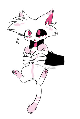 alternate_species anthro anus duo feral feralized male pawpads simple_background solo_focus text white_background enaic31 hazbin_hotel hellaverse angel_dust husk_(hazbin_hotel) demon domestic_cat felid feline felis mammal hi_res japanese_text
