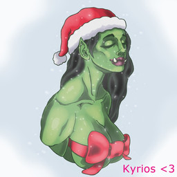 big_breasts black_hair bow_tie breasts christmas_clothing christmas_headwear clothing ear_piercing eyes_closed female green_body green_skin hair hat headgear headwear holidays piercing santa_hat solo tusks kyrios_(artist) christmas sovorah animal_humanoid humanoid mammal mammal_humanoid orc 1:1 bust_portrait icon portrait source_request