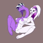 2_heads anthro big_breasts black_sclera breasts butt claws female genitals green_eyes hair long_tongue multi_head multicolored_body nipples nude nude_female purple_body pussy sharp_teeth simple_background solo teeth thick_thighs tongue two_tone_body white_body white_hair dragonoscuro203 helluva_boss leviathan_(helluva_boss) animal_humanoid demon demon_humanoid humanoid marine marine_humanoid 1:1 absurd_res hi_res