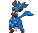 2018 3_fingers animal_genitalia animal_penis anthro anus backsack balls black_body black_fur blue_balls blue_body blue_fur blue_perineum blush butt butt_slap canid canine canine_genitalia canine_penis chest_spike erection fingers fur generation_4_pokemon genitals hand_spike hi_res knot looking_at_viewer looking_back lucario male mammal nintendo nude penis perineum pink_anus pokemon pokemon_(species) rear_view red_eyes simple_background slap slapping_own_butt slapping_self smile solo spikes spikes_(anatomy) standing white_background yellow_body yellow_fur zaruko