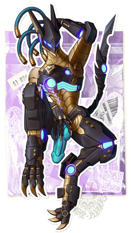 3_toes 4_fingers anthro big_claws big_feet claws dominant dominant_anthro feet finger_claws fingers front_view genitals glowing glowing_eyes hand_on_penis knot knotted_penis long_claws looking_at_viewer machine male penis presenting presenting_penis pseudo_hair solo tail toe_claws toes zombie_maykr robot robot_anthro 2026 9:16 digital_drawing_(artwork) digital_media_(artwork) hi_res shaded