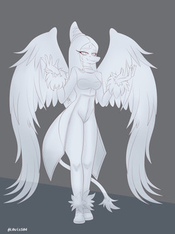 alternate_costume anthro bone_frill breasts cosplay fake_tail feathered_wings feathers female female_anthro fingers frill_(anatomy) front_view grey_background hair humanoid_hands long_hair markings medium_breasts non-mammal_breasts short_tail simple_background smile solo standing striped_markings stripes tail text wings louiss. goodbye_volcano_high ko_op_(game_developer) sega sonic_the_hedgehog_(series) blaze_the_cat fang_(gvh) prehistoric_species pterosaur reptile scalie 2025 3:4 artist_name digital_media_(artwork) full-length_portrait greyscale hi_res monochrome portrait