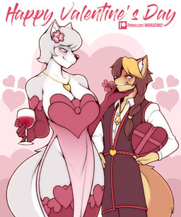 5_fingers accessory age_difference alcohol anthro anthro_on_anthro arm_tuft bedroom_eyes beverage big_breasts biped black_nose blonde_highlights blue_eyes blush bottomwear box_of_chocolates braided_hair breasts brown_body brown_fur brown_hair brown_tail candy chocolate closed_smile clothed clothed_anthro clothed_female clothed_male clothing container countershade_breasts countershade_face countershade_fur countershade_neck countershade_tail countershade_torso countershading cup curvy_figure dessert dress drinking_glass duo elbow_tuft eye_contact eye_scar eyebrows eyelashes facial_scar female female_anthro femboy fingers flower flower_in_hair flower_in_mouth food front_view fur gift glass glass_container glass_cup gradient_clothing grey_body grey_fur grey_hair grey_tail grin hair hair_accessory hand_under_chin heart_background heart_clothing heart_pattern heart_symbol highlights_(coloring) holding_beverage holding_container holding_cup holding_gift holding_glass holding_object holidays hourglass_figure huge_breasts humanoid_hands inner_ear_fluff jewelry larger_female legwear long_hair looking_at_another looking_at_partner looking_down looking_down_at_another looking_down_at_partner looking_up looking_up_at_another looking_up_at_partner male male/female male_anthro mature_anthro mature_female mouth_closed mouth_hold multicolored_body multicolored_fur multicolored_hair multicolored_tail narrowed_eyes necklace no_underwear older_female pattern_background pendant pink_background plant pointy_ears prick_ears red_text romantic romantic_couple scar seductive shirt short_hair simple_background single_braid size_difference skimpy skimpy_dress slim slim_anthro slim_male smaller_male smile smiling_at_another smiling_at_each_other smiling_at_partner standing tail tan_body tan_countershading tan_fur tan_inner_ear tan_tail teeth text topwear tuft two_tone_body two_tone_fur two_tone_tail undershirt white_background white_body white_breasts white_countershading white_fur white_inner_ear white_inner_ear_fluff white_sclera white_tail white_tuft wide_hipped_anthro wide_hipped_female wide_hips wine wine_glass yellow_eyes younger_male marik_azemus34 valentine's_day karma_faye scar_reach canid canine fox mammal english_description english_text hi_res url aunt_(lore) aunt_and_nephew_(lore) incest_(lore) nephew_(lore)
