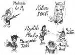 anthro female group male parody simple_background tail text white_background unknown_artist animaniacs mortal_kombat tiny_toon_adventures warner_brothers buster_bunny dizzy_devil fifi_la_fume minerva_mink plucky_duck canid canine fox lagomorph leporid mammal mink mustelid musteline rabbit true_musteline crossover english_text monochrome