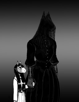 anthro clothing dress duo female gradient_background hand_holding simple_background veil hladilnik mare_in_black mare_in_black's_daughter_(hladilnik) equid equine ghost horse mammal spirit 2020 hi_res monochrome daughter_(lore) mother_(lore) mother_and_child_(lore) mother_and_daughter_(lore) parent_(lore) parent_and_child_(lore) parent_and_daughter_(lore)