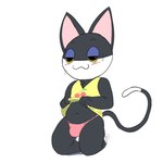 anthro blush bodily_fluids bulge clothed clothing clothing_lift male nervous nervous_smile presenting presenting_underwear shirt shirt_lift solo sweat tail topwear twerpishimp animal_crossing nintendo punchy_(animal_crossing) domestic_cat felid feline felis mammal 1:1 hi_res