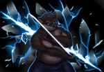 anthro belly biceps blue_eyes eyebrows katana male melee_weapon musclegut muscular muscular_arms navel pecs scar shirtless shirtless_male slashing slightly_chubby solo sword thick_eyebrows weapon guadr lifewonders tokyo_afterschool_summoners moritaka_(tas) canid canine canis domestic_dog mammal hi_res