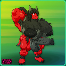4_toes abstract_background anthro areola arm_hair armpit_hair balls barazoku barefoot biceps big_areola big_balls big_breasts big_muscles big_nipples big_penis black_areola black_hair black_nipples body_hair breasts chest_hair claws erection feet flexing flexing_bicep flexing_muscles flustered foreskin genitals grey_body grey_horn grey_penis grey_scales grey_tail gynomorph hair hairy hairy_balls hairy_breasts hand_behind_head hand_on_hip horn huge_breasts huge_muscles humanoid_genitalia humanoid_penis intersex leg_hair long_hair looking_at_viewer multicolored_body multicolored_scales multicolored_tail musclegut muscular muscular_anthro muscular_arms muscular_gynomorph muscular_intersex muscular_legs muscular_thighs nipples nude penis pose pubes red_body red_eyes red_scales red_tail retracted_foreskin saggy_balls scales shoulder_hair shy simple_background small_tail solo standing tail toe_claws toes two_tone_body two_tone_scales two_tone_tail vein veiny_penis annaengine mythology dragon mythological_creature mythological_scalie scalie 1:1 absurd_res digital_drawing_(artwork) digital_media_(artwork) hi_res busty_boy_(lore) male_(lore)