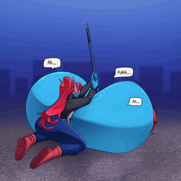 bangs big_breasts big_butt blue_body blush boots bottomwear breast_expansion breast_growth breasts breath butt city clothed clothing cute_fangs denim denim_bottomwear denim_clothing ear_fins expansion eye_patch eyeshadow eyewear fangs female fin footwear growth hair huge_breasts hyper hyper_breasts jacket jeans kneeling long_hair looking_at_viewer looking_pleasured makeup moan motion_lines motion_outline non-mammal_breasts open_mouth panting pants ponytail raised_arm red_eyeshadow red_hair scarf shirt shoes signpost solo speech_bubble teeth text topwear undershirt white_clothing white_shirt white_topwear yellow_sclera yeahnomaybeyeahno undertale undertale_(series) undyne fish marine monster 1:1 2025