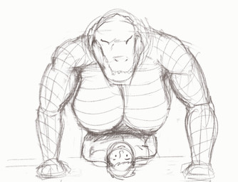 anthro big_breasts breasts duo exercise female huge_breasts human_on_anthro interspecies larger_female male male/female muscular muscular_female nipples push-up size_difference smaller_male smile doctordj alligator alligatorid crocodilian human mammal reptile scalie 2d_animation animated frame_by_frame sketch