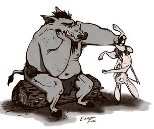 anthro bottomwear bow_(weapon) buckteeth clothed clothing duo head_tuft log loincloth looking_at_another male navel open_mouth ranged_weapon simple_background sitting teeth topless tuft tusks weapon white_background wood edisonfox inktober scuppie_(edisonfox) lagomorph leporid mammal rabbit suid suine sus_(pig) wild_boar 2019 hi_res