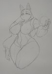 anthro belly big_breasts big_butt big_legs big_nipples breasts butt clothed clothing female fur hair handwear huge_breasts huge_butt nipples simple_background slightly_chubby slightly_chubby_anthro slightly_chubby_female solo tail thick_thighs white_background spiritdeer nintendo pokemon canid canine generation_4_pokemon lucario mammal pokemon_(species) absurd_res hi_res