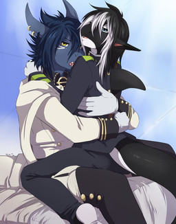 2015 anthro barefoot black_hair black_skin blue_scales cetacean clothed clothing duo ear_piercing fish girly hair half-closed_eyes hi_res hug looking_back male male/male mammal marine multicolored_hair multicolored_skin open_mouth orca piercing purple_hair saliva scales shark simple_background tartii teeth tongue tongue_out two_tone_hair two_tone_skin whale white_hair white_skin

Rating: Safe
Score: 19
User: EmoCat
Date: January 01, 2016