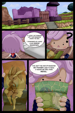 dialogue duo female feral genitals magazine porn_magazine pornography text vulva blurrypanda nintendo pokemon ditto_(pokopia) ditto_(pokemon) generation_1_pokemon generation_4_pokemon lopunny pokemon_(species) comic english_text hi_res