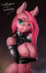 anthro armwear big_breasts breasts clothing eyelashes female hair long_hair looking_at_viewer nipples pink_hair solo kelpiemoonknives friendship_is_magic hasbro my_little_pony pinkamena_(mlp) pinkie_pie_(mlp) earth_pony equid equine horse mammal pony 2018 digital_media_(artwork) hi_res