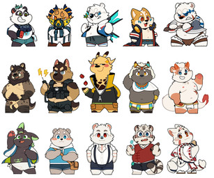 anthro axe balls belly black_body black_fur blush bottomwear brown_body brown_fur chibi clothing controller electronics fur game_console game_controller genitals group hoodie horn kemono male melee_weapon moobs nipples overweight overweight_male penis shorts simple_background topwear weapon white_background white_body white_fur yellow_body quanjiang nintendo nintendo_switch bear canid canine canis demon domestic_dog felid feline giant_panda giraffe giraffid lagomorph leporid mammal polar_bear rabbit suid suine sus_(pig) ursine wild_boar 2021 absurd_res hi_res