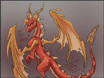 claws feral hological_scalie horn looking_at_viewer male membrane_(anatomy) membranous_wings red_eyes solo spines tail wings sevour activision mythology spyro_the_dragon the_legend_of_spyro flame_(spyro) dragon mythological_creature mythological_scalie scalie hi_res