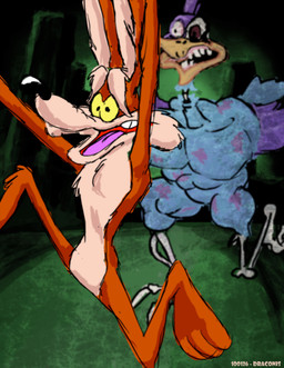 3_toes 4_fingers abstract_background anthro athletic athletic_anthro athletic_male beak belly bent_legs biped black_eyes black_nose blue_body blue_feathers bone brown_body brown_fur butt_tuft canyon casual_nudity chest_tuft crooked_teeth desert duo eyebrows feathered_wings feathers feet fingers fleeing fur head_feathers helpless hip_tuft humanoid_hands humanoid_heel knee_tuft leg_tuft male multicolored_body multicolored_feathers multicolored_fur nude open_mouth outside painted_background panicked_look panicking paws pecs plantigrade purple_body purple_feathers raised_arms ribs scared screaming skeletal sketchy skinny tailless tan_belly tan_body tan_eyebrows tan_fur teeth text toes toothed_beak tuft two_tone_body two_tone_feathers two_tone_fur wide_eyed wings yellow_beak yellow_sclera stevethedragon left_4_dead_(series) looney_tunes valve warner_brothers road_runner_(looney_tunes) wile_e._coyote avian bird canid canine canis coyote cuculiform greater_roadrunner mammal monster new_world_ground_cuckoo roadrunner 2010 artist_name colored dated digital_drawing_(artwork) digital_media_(artwork) digital_painting_(artwork) painting_(artwork) shaded sketch