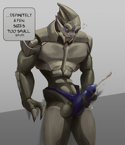 against_surface ball_slip balls big_balls black_sclera blue_clothing blue_speedo blue_swimwear bodily_fluids bodypaint brown_body brown_claws claws clothed_masturbation clothing cum cum_in_clothing cum_in_underwear cum_through_clothing cum_through_underwear cumshot ejaculation face_paint finger_claws genital_fluids genitals green_eyes hand_on_penis humanoid_genitalia humanoid_penis leaning leaning_forward male masturbation masturbation_through_clothing not_furry penis simple_background slim small_waist solo speech_bubble speedo swimwear tan_body text three-quarter_view tight_clothing toe_claws underwear wet wet_clothing wet_underwear chastisedhorns bioware electronic_arts mass_effect varakus_molanin alien humanoid turian 2026 absurd_res english_text hi_res portrait three-quarter_portrait nonbinary_(lore)