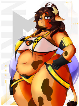 anthro bikini clothing female navel overweight overweight_female pool_float simple_background swimwear two-piece_swimsuit isdracko25 goddess_of_victory:_nikke elegg_(nikke) bovid bovine cattle mammal 3:4 absurd_res hi_res