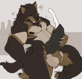 animal_genitalia animal_penis anthro ball_tuft balls big_balls big_penis black_penis bodily_fluids canine_genitalia canine_penis claws cum cumshot drunk ejaculation fur genital_fluids genitals half-closed_eyes knot male male_anthro masturbation narrowed_eyes nipples nude orgasm penile penile_masturbation penis solo substance_intoxication thick_penis tuft darkgem mythology ronte canid canine canis mammal mythological_canine mythological_creature werecanid werecanine werecreature werewolf wolf digital_media_(artwork) hi_res