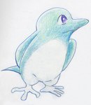 ambiguous_gender biped blue_body countershading feral front_view looking_aside neutral_expression purple_eyes simple_background solo standing tail white_body white_countershading wings teochronico fin_fin_on_teo_the_magic_planet fin_fin avian bird cetacean dolphin hybrid mammal marine toothed_whale colored_pencil_(artwork) hi_res traditional_media_(artwork)