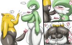 2023 ambiguous_penetration anthro anthro_penetrating anthro_penetrating_humanoid balls biped black_body blush bodily_fluids breasts cum cum_from_pussy cum_in_pussy cum_inside drowzee duo enigi09 erection female female_penetrated from_front_position gardevoir generation_1_pokemon generation_3_pokemon genital_fluids genitals green_body heart_symbol hi_res humanoid humanoid_on_anthro humanoid_penetrated leaking_cum male male/female male_penetrating male_penetrating_female mating_press narrowed_eyes nintendo oral oral_penetration orgasm penetration penile penile_penetration penis penis_in_mouth penis_in_pussy pokemon pokemon_(species) red_eyes sex tongue tongue_out vaginal vaginal_fluids vaginal_penetration white_body yellow_body