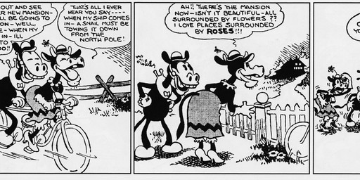 anthro bicycle bottomwear clothing dialogue eyes_closed female footwear gloves group gun handgun handwear hat headgear headwear high_heels horn motion_lines open_mouth outside ranged_weapon revolver running shoes skirt surprised tandem_bicycle teeth text tongue trio vehicle weapon walt_disney_(artist) win_smith disney public_domain clarabelle_cow horace_horsecollar uncle_mortimer bovid bovine cattle equid equine horse mammal 1930 20th_century absurd_res ancient_art black_and_white comic english_text hi_res monochrome