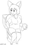 absurd_res anthro clothed clothing deer female hi_res mammal monochrome notmypornaccount on_toilet panties panties_down partially_clothed sage_(notmypornaccount) solo toilet toilet_paper toilet_use underwear underwear_down wiping wiping_butt