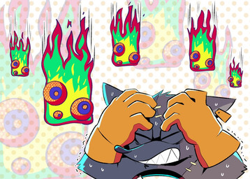 angry anthro bodily_fluids clothing dotted_background ear_piercing ear_tag gloves handwear pain pattern_background piercing simple_background solo sweat kai11k mad_rat_dead nippon_ichi_software mad_rat_(mad_rat_dead) mammal murid murine rat rodent