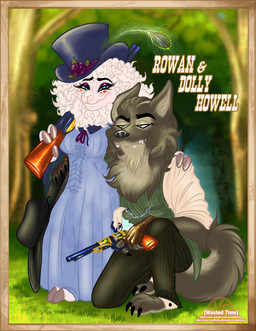 blue_clothing blue_dress bottomwear chain clothing collared_shirt corset_dress cowboy_hat dress dress_shirt eyeshadow fangs feathers fingers flower forest forest_background freckled_face freckles fur gloves grass_field green_eyes grey_body grey_fur handwear hat headgear headwear hooved_fingers hooves leather leather_clothing leather_gloves leather_handwear makeup napkin nature nature_background neck_tuft pants pattern_bottomwear pattern_clothing pattern_pants pattern_topwear pattern_vest peacock_feather plant romantic romantic_couple rose_(flower) shawl shirt smile smiling_at_viewer striped_bottomwear striped_clothing striped_pants striped_topwear striped_vest stripes teeth text top_hat topwear tree tree_trunk tuft vest wool_(fur) wool_hair wastedtimeee dungeons_and_dragons hasbro wizards_of_the_coast absurd_res hi_res url