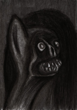 anthro corpse death decay decayed decaying female hair long_hair long_neck nightmare_fuel solo teeth unhappy893 hasbro my_little_pony fan_character equid equine horse mammal pony undead absurd_res headshot_portrait hi_res monochrome portrait sketch traditional_media_(artwork)