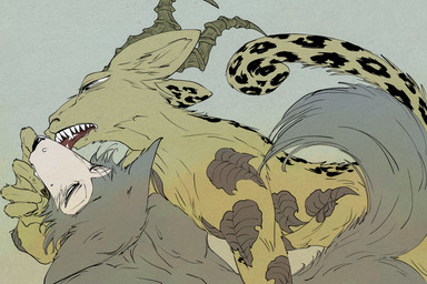 ambiguous_penetration anthro bodily_fluids duo eye_scar facial_scar leopard_spots licking male male/male penetration saliva scar spots tattoo tongue slpwk7_(artist) beastars legoshi_(beastars) melon_(beastars) antelope bovid felid gazelle hybrid leopard mammal pantherine 3:2 hi_res