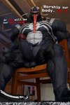 abs balls belly big_penis black_body chair clothed clothing commanding_viewer dialogue dominant erection faceless_character faceless_male furniture genitals imminent_sex larger_male long_tongue low-angle_view male musclegut muscular muscular_male not_furry nude on_chair open_mouth partially_clothed pecs penis raised_foot sitting sitting_on_chair size_difference solo spread_legs spreading talking_to_another talking_to_partner talking_to_viewer teasing teeth text tongue tongue_out underwear underwear_down porkingmane voluox_(modeler) marvel venom_(marvel) human humanoid mammal symbiote 2025 3d_(artwork) absurd_res digital_media_(artwork) english_text hi_res watermark