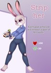 anthro clothed clothing female gun police police_uniform ranged_weapon solo stated_gender text tranquilizer uniform weapon stefano_d'angelo disney strip_meme zootopia judy_hopps lagomorph leporid mammal rabbit absurd_res english_text hi_res