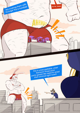 anthro arm_hair backwards_hat belt_buckle big_bulge body_hair boxers_(clothing) brown_body brown_fur buckle building bulge chest_hair city clothed clothed_anthro clothed_male clothing crush dialogue fully_clothed fully_clothed_anthro fully_clothed_male fur group hairy_legs hairy_pecs hairy_thighs harassment hat headgear headwear huge_bulge larger_anthro larger_male leg_hair macro male partially_clothed partially_clothed_anthro partially_clothed_male party_crasher police police_badge police_chief police_officer police_uniform rampage red_boxers red_clothing red_hat red_headwear red_underwear size_difference smaller_anthro text text_box thigh_crush thigh_crushing topless topless_anthro topless_male trio underwear uniform white_body white_fur dudenahuel chief_samson clyde_(dudenahuel) richard_(dudenahuel) canid canine canis domestic_dog felid german_shepherd herding_dog lion mammal pantherine pastoral_dog 2024 absurd_res colored_sketch comic english_text hi_res multiple_scenes sketch
