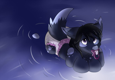 ageplay anthro blue_body blue_fur breasts clean_diaper clothed clothing diaper female fur infantilism object_in_mouth pacifier pacifier_in_mouth purple_eyes roleplay solo water wearing_diaper white_diaper nuknuk canid canine fox mammal