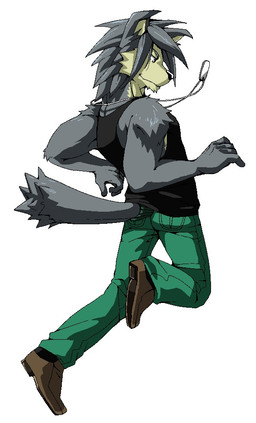 anthro athletic athletic_anthro athletic_male black_clothing black_nose black_shirt black_tank_top black_topwear bottomwear brown_clothing brown_footwear brown_shoes clothing countershade_face countershade_torso countershading footwear fur green_bottomwear green_clothing green_pants grey_body grey_countershading grey_fur grey_hair hair jewelry male necklace pants shirt shoes simple_background solo tank_top topwear white_background kotobuki529 morenatsu kouya_aotsuki canid canine canis domestic_dog husky mammal nordic_sled_dog spitz 2015 colored