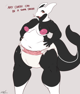 anthro breasts clean_diaper diaper female front_view looking_at_viewer nipples overweight overweight_female solo standing talking_to_viewer steelshark aquatic cetacean dolphin mammal oceanic_dolphin orca toothed_whale absurd_res hi_res